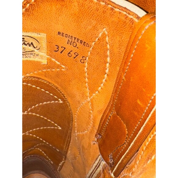 Justin Womens Western Leather Cowboy Boots Size 5.5 B Brown 12" Top To Bottom - Picture 8 of 16